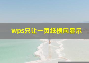 wps只让一页纸横向显示