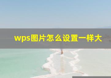 wps图片怎么设置一样大