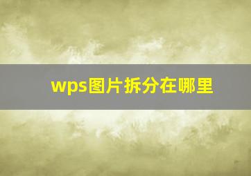 wps图片拆分在哪里