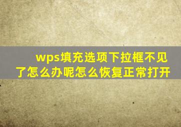 wps填充选项下拉框不见了怎么办呢怎么恢复正常打开