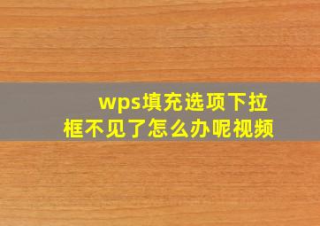 wps填充选项下拉框不见了怎么办呢视频