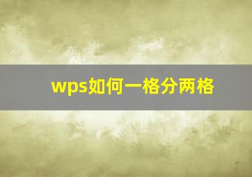 wps如何一格分两格