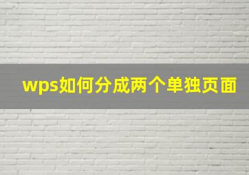 wps如何分成两个单独页面