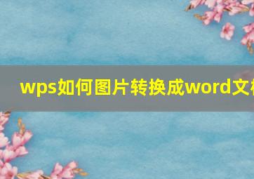 wps如何图片转换成word文档