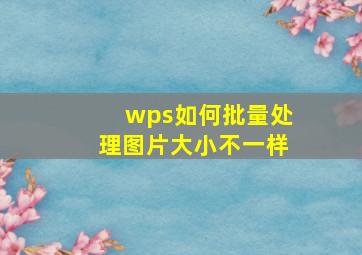 wps如何批量处理图片大小不一样