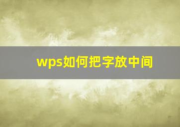 wps如何把字放中间