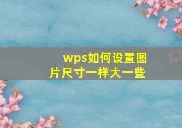 wps如何设置图片尺寸一样大一些