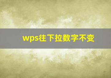 wps往下拉数字不变