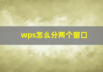 wps怎么分两个窗口