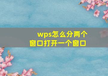 wps怎么分两个窗口打开一个窗口