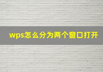 wps怎么分为两个窗口打开