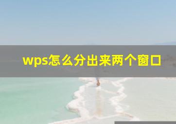 wps怎么分出来两个窗口