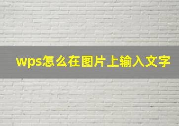 wps怎么在图片上输入文字