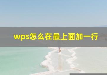 wps怎么在最上面加一行