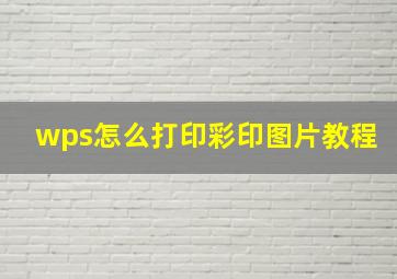 wps怎么打印彩印图片教程