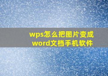 wps怎么把图片变成word文档手机软件