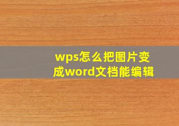 wps怎么把图片变成word文档能编辑