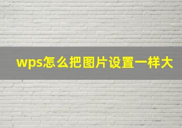 wps怎么把图片设置一样大