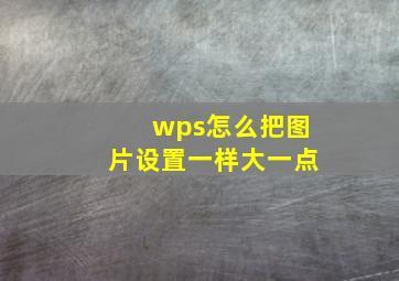 wps怎么把图片设置一样大一点