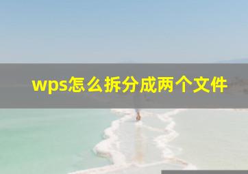 wps怎么拆分成两个文件