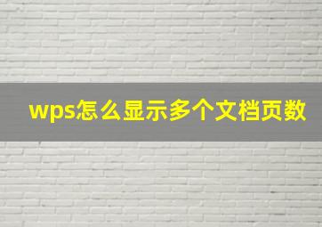 wps怎么显示多个文档页数