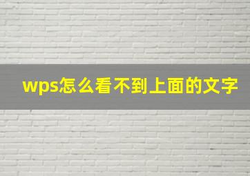 wps怎么看不到上面的文字