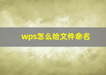 wps怎么给文件命名