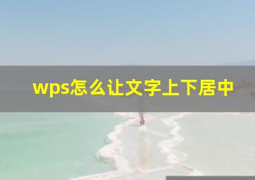 wps怎么让文字上下居中