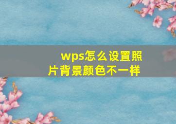 wps怎么设置照片背景颜色不一样