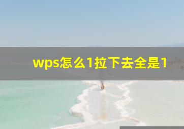 wps怎么1拉下去全是1