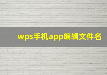 wps手机app编辑文件名