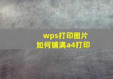 wps打印图片如何铺满a4打印