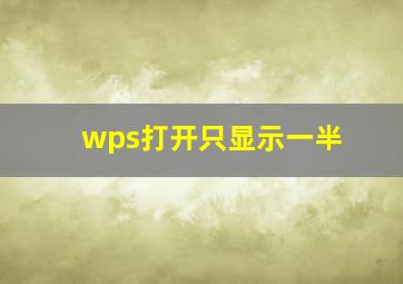 wps打开只显示一半