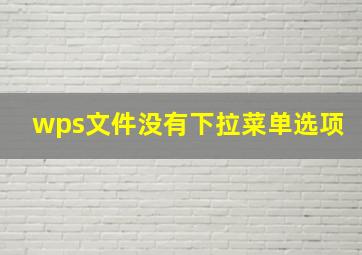 wps文件没有下拉菜单选项