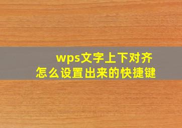 wps文字上下对齐怎么设置出来的快捷键