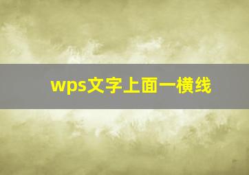 wps文字上面一横线