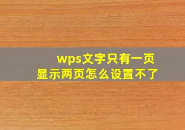 wps文字只有一页显示两页怎么设置不了