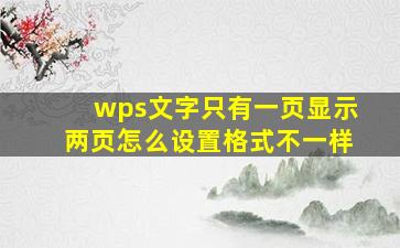 wps文字只有一页显示两页怎么设置格式不一样