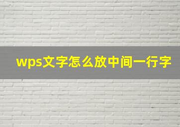 wps文字怎么放中间一行字