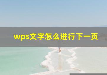 wps文字怎么进行下一页