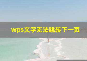 wps文字无法跳转下一页