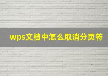 wps文档中怎么取消分页符