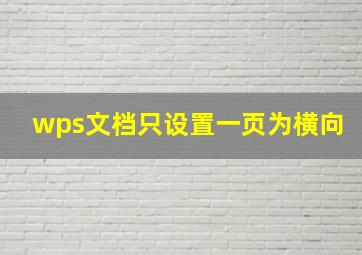 wps文档只设置一页为横向