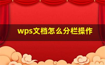 wps文档怎么分栏操作