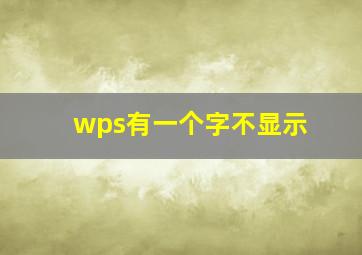 wps有一个字不显示