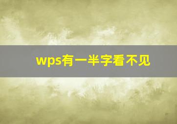 wps有一半字看不见