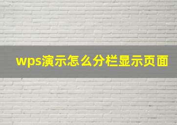 wps演示怎么分栏显示页面