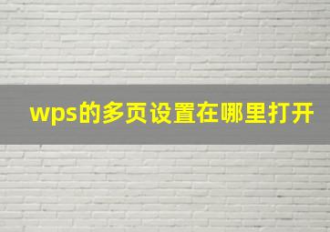 wps的多页设置在哪里打开