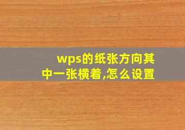 wps的纸张方向其中一张横着,怎么设置