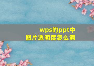 wps的ppt中图片透明度怎么调